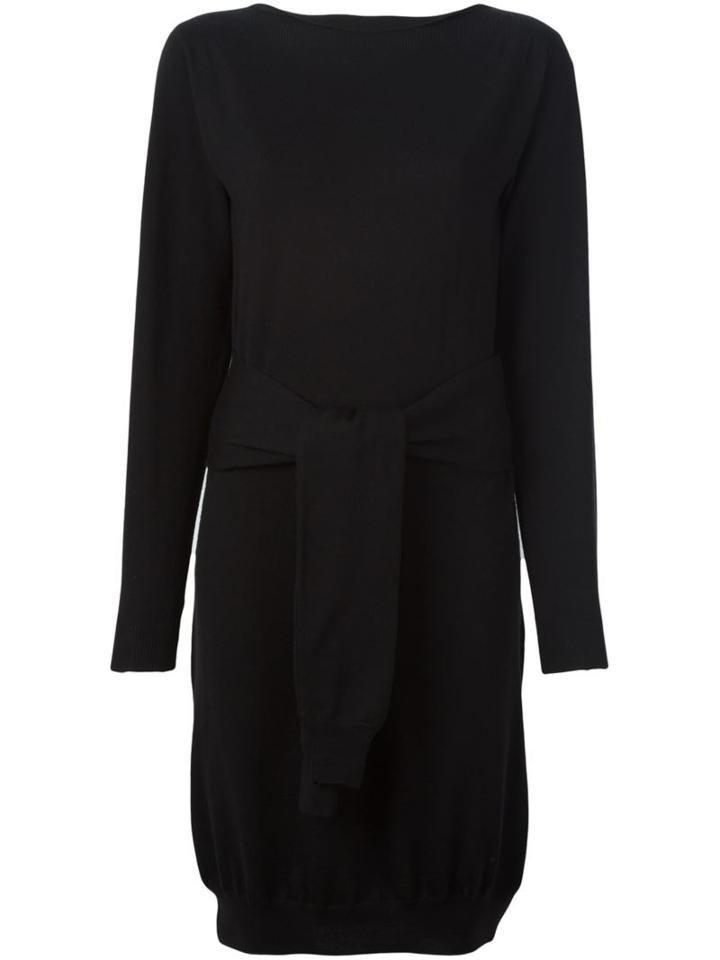 Mm6 Maison Margiela - Front Knot Dress - Women - Wool - S, Black, Wool