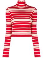 Prada Striped Roll-neck Sweater - Red