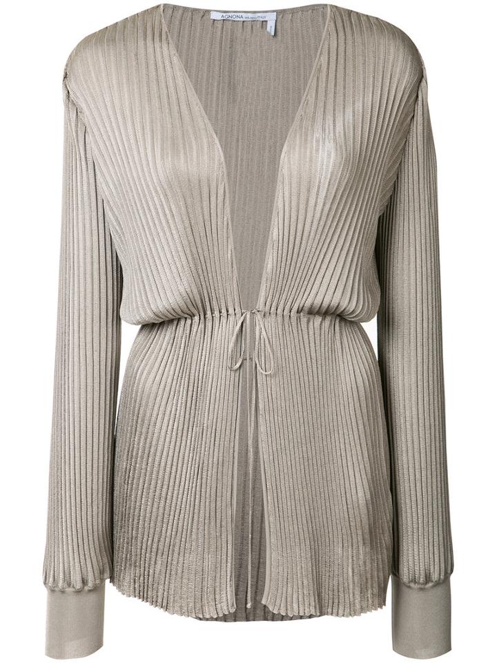 Agnona Ribbed Cardigan, Women's, Size: 44, Nude/neutrals, Viscose