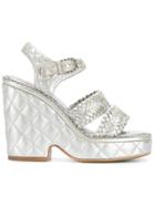 Chanel Vintage Quilted Wedge Sandals - Metallic