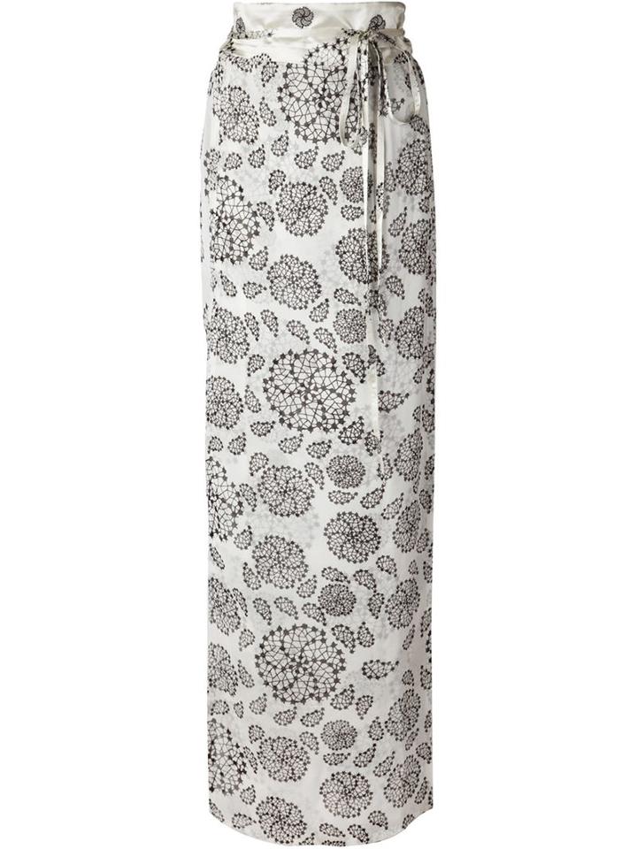 Ann Demeulemeester Circle Print Long Skirt, Women's, Size: 38, White, Silk
