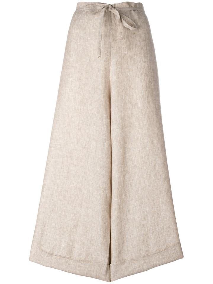 Daniela Gregis Super Wide Cropped Trousers, Women's, Nude/neutrals, Linen/flax