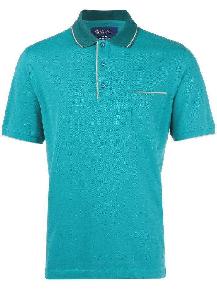 Loro Piana Classic Polo Shirt, Men's, Size: Large, Blue, Cotton/spandex/elastane