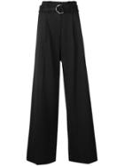 Lee Mathews Pinstripe Wide Leg Trousers - Black