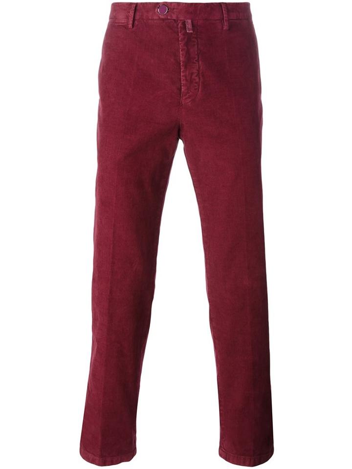Kiton Classic Chinos, Men's, Size: 34, Red, Cotton/spandex/elastane