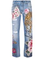 Dolce & Gabbana Patch Print Straight Jeans - Blue