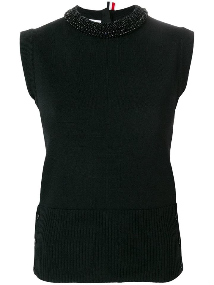 Thom Browne Jersey And Mesh Stitch Shell Top - Black