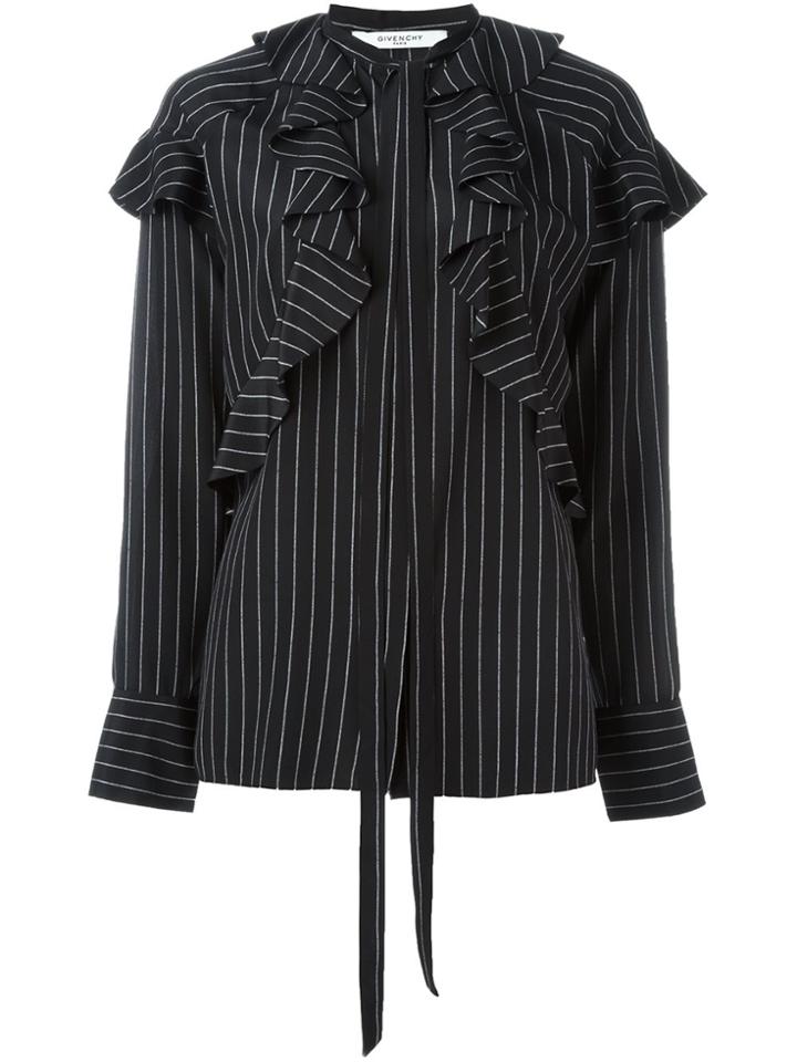 Givenchy Pinstripe Ruffle Shirt - Black