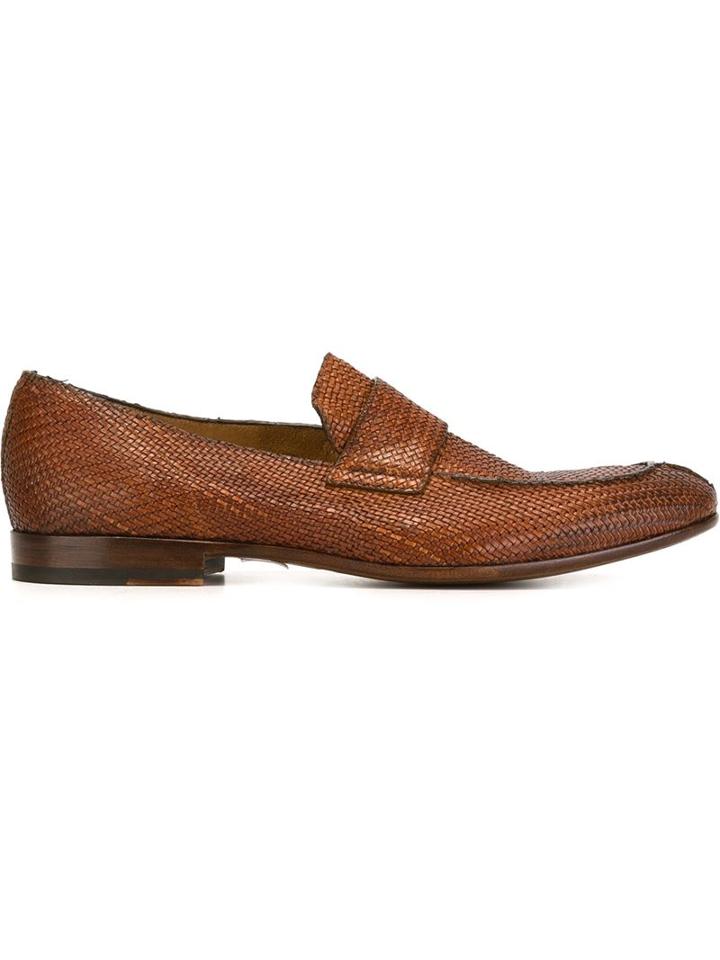 Raparo Woven Loafers, Men's, Size: 40, Brown, Leather