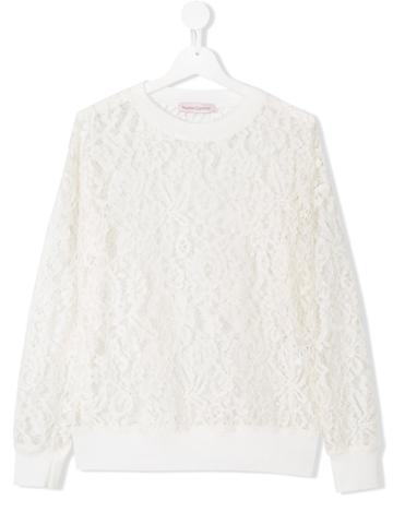 Nunzia Corinna Teen Lace Sweatshirt - White