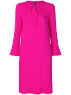 Marc Cain Tie-neck Ruffle-hem Shift Dress - Pink & Purple