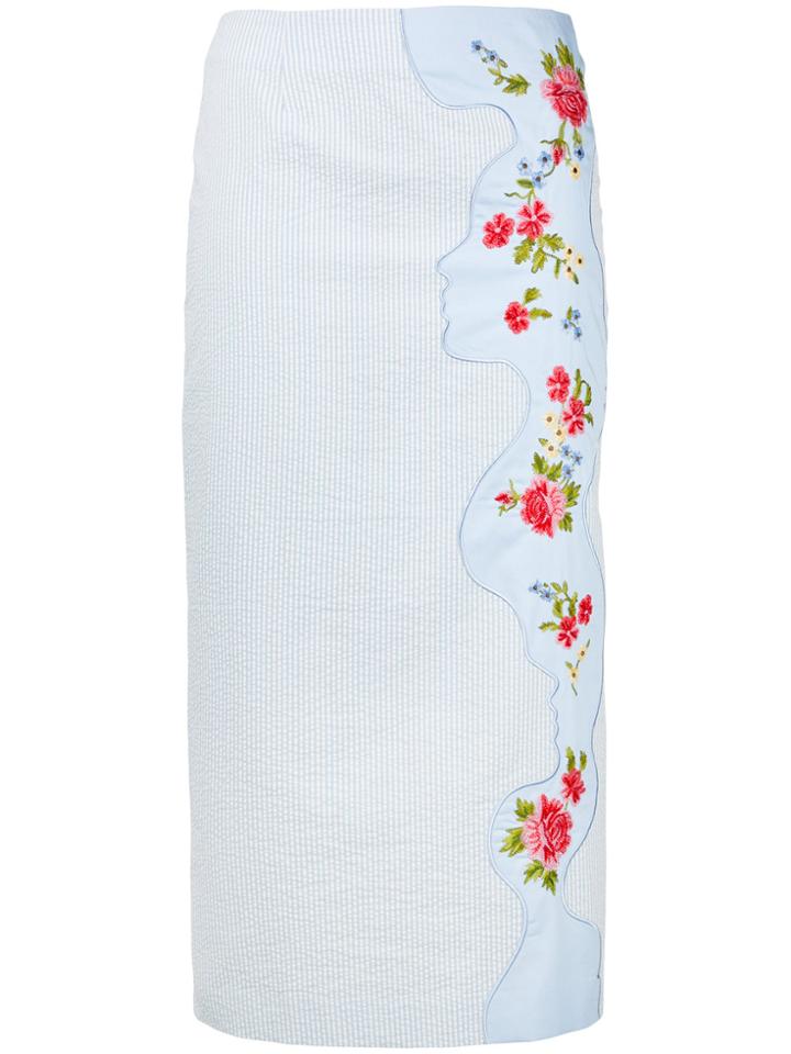 Vivetta Floral Embroidered Skirt - Blue