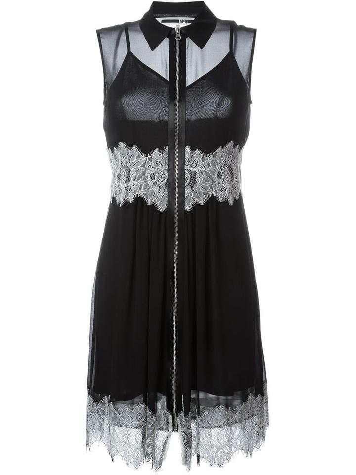 Mcq Alexander Mcqueen Floral Lace Hem Zipped Dress