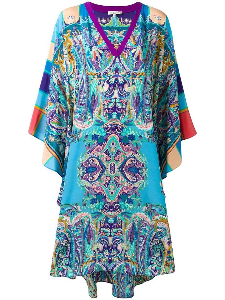 Etro V-neck Caftan, Women's, Size: Large, Blue, Silk