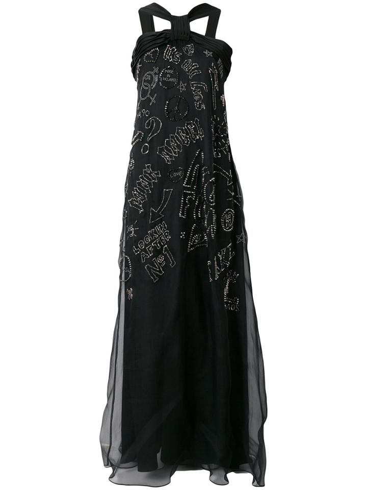 John Richmond Stud Embellished Maxi Gown - Black