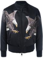 Neil Barrett Eagle Print Bomber Jacket, Men's, Size: Large, Black, Cotton/polyamide/polyester/viscose
