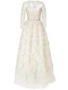 Oscar De La Renta Sequin-embroidered Fishnet Gown - Metallic