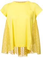 Sacai Lace Swing T-shirt, Women's, Size: 2, Yellow/orange, Cotton/linen/flax/polyester