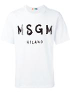 Msgm Logo Print T-shirt, Men's, Size: Xl, White, Cotton