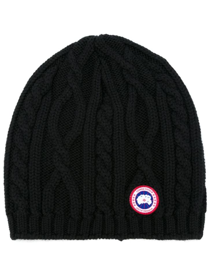 Canada Goose Cable Knit Beanie, Women's, Black, Merino