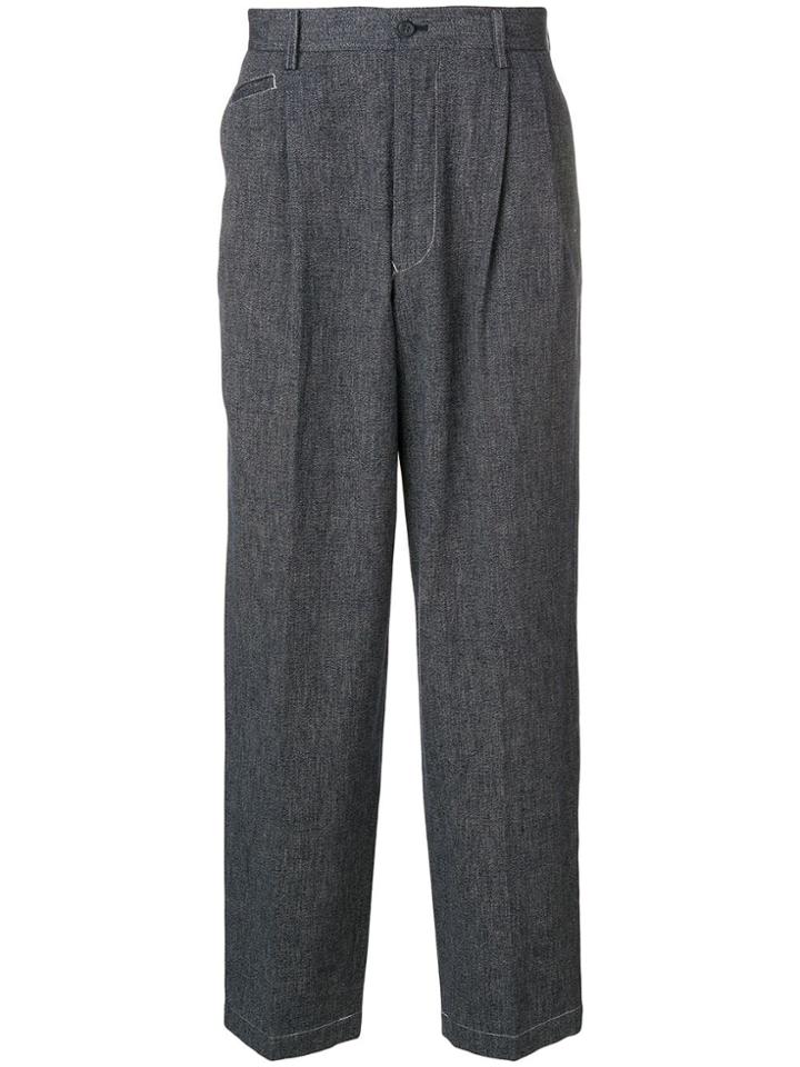 Issey Miyake Vintage Micro Pleats Straight Trousers - Blue