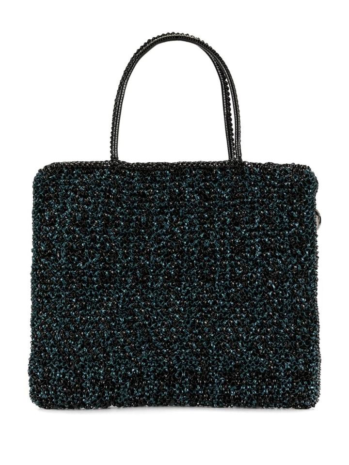 Anteprima Tartan Woven Tote - Blue