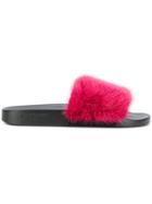 Givenchy Fur-lined Slider Sandals - Pink & Purple