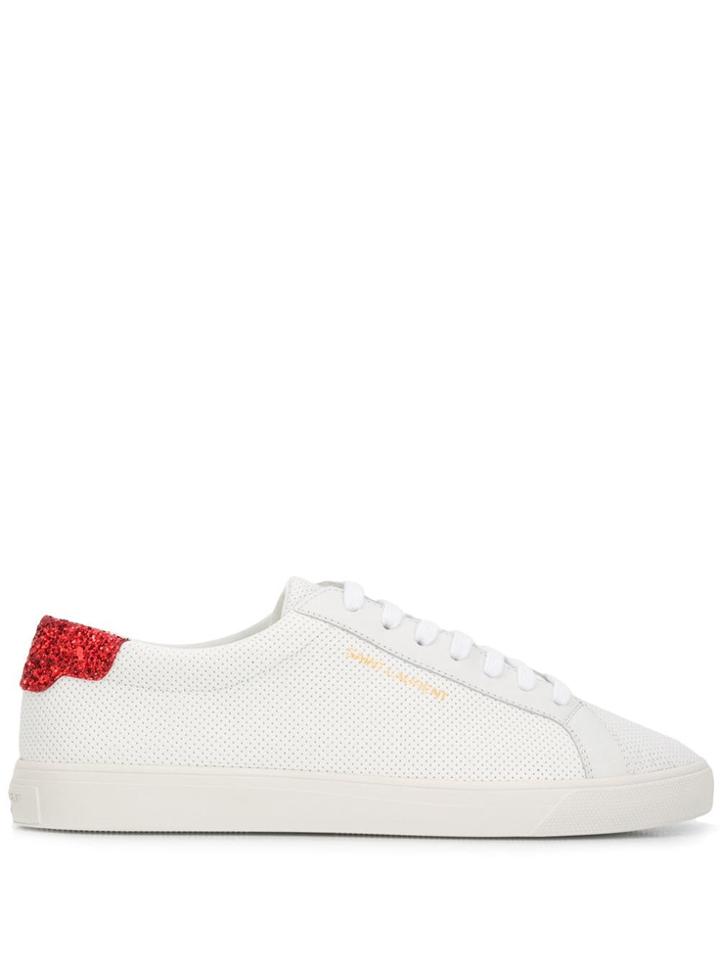 Saint Laurent Low Top Andy Glitter Sneakers - White