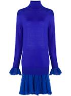 Sacai Turtle-neck Sweater Dress - Blue