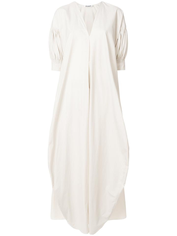 Jil Sander Ruched Sleeve Dress - Nude & Neutrals