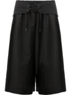 Yang Li - Waist-tie Detail Shorts - Men - Virgin Wool - 48, Black, Virgin Wool