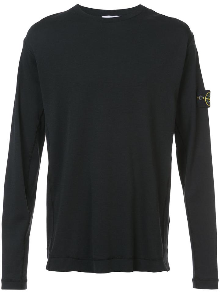 Stone Island - Logo Plaque Long Sleeve Top - Men - Cotton - L, Black, Cotton