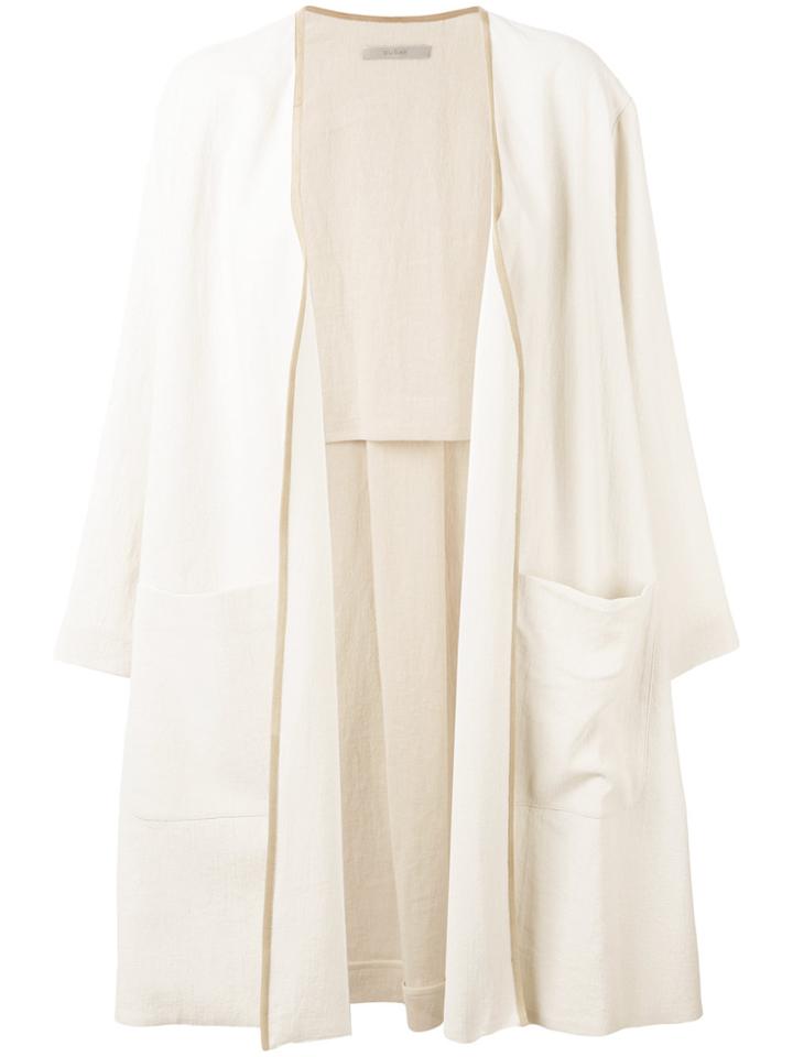 Dusan Patch Pockets Open Coat - Nude & Neutrals