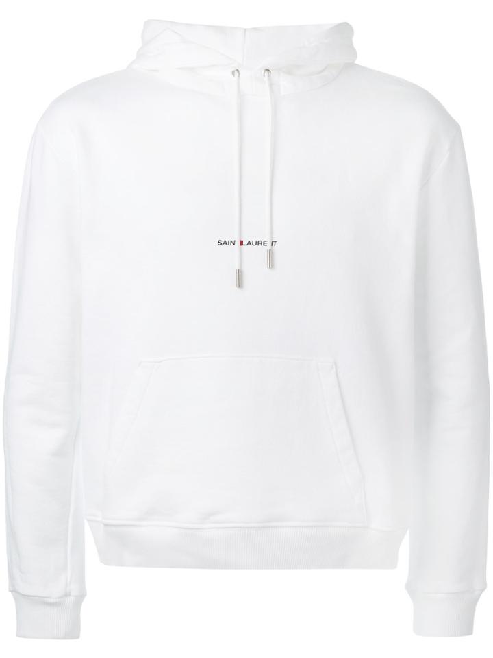 Saint Laurent Logo Hoodie - White