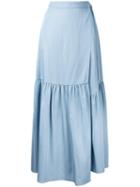 H Beauty & Youth Ruffled A-line Skirt, Women's, Size: Medium, Blue, Cotton/rayon