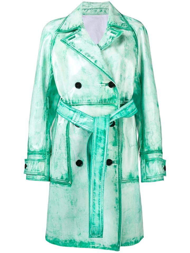 Calvin Klein 205w39nyc Washed Double Breasted Trench Coat - Green