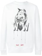 Off-white Wolf Print Sweatshirt, Men's, Size: Medium, White, Cotton