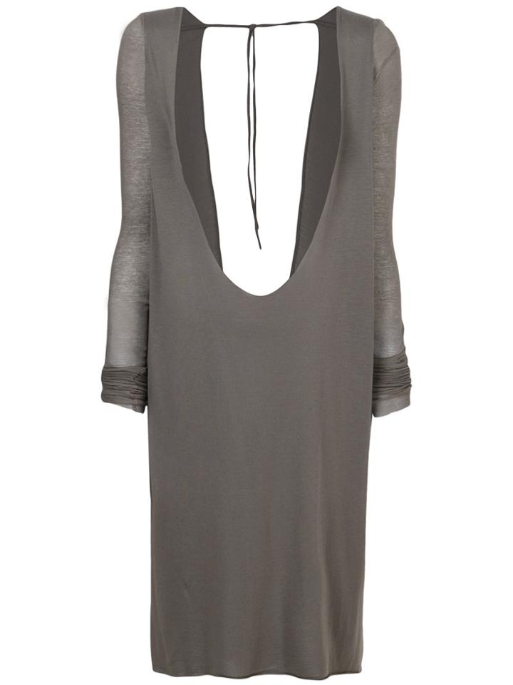 Rick Owens Lilies Deep Plunge And Open Back Dress - Grey