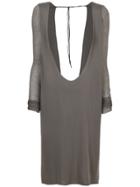 Rick Owens Lilies Deep Plunge And Open Back Dress - Grey