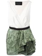 Christian Pellizzari Ruffled Skirt Dress, Women's, Size: 40, Green, Silk/polyamide/polyester/polyimide