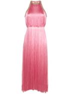Nina Ricci Sleeveless Fringed Dress - Pink & Purple