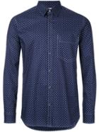 Factotum Dots Print Shirt, Men's, Size: 44, Blue, Cotton