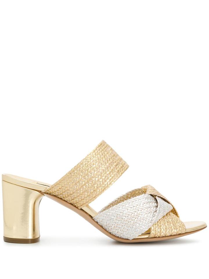 Casadei Twist Front Block Heel Sandals - Gold