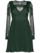 Rochas Ruffle Shoulder Chiffon Dress - Green