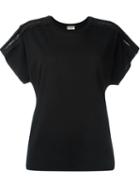 Saint Laurent Broderie Anglaise Sleeve T-shirt, Women's, Size: 38, Black, Cotton
