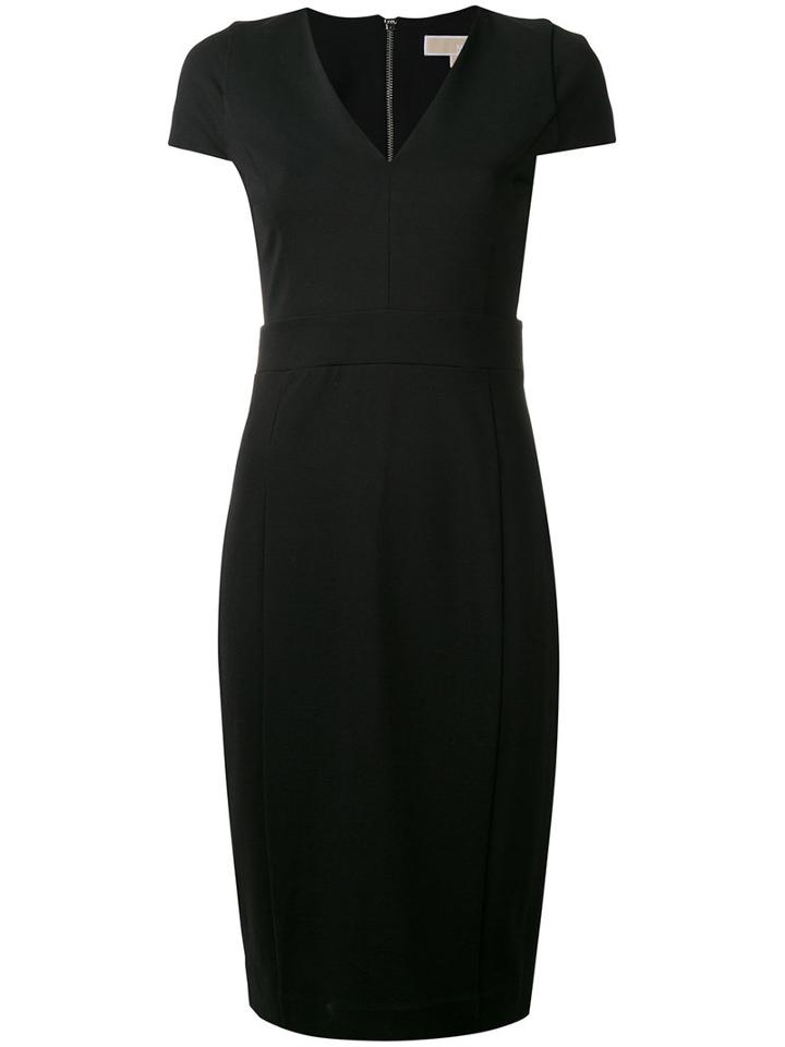Michael Michael Kors - V-neck Dress - Women - Nylon/polyester/spandex/elastane/viscose - 4, Black, Nylon/polyester/spandex/elastane/viscose