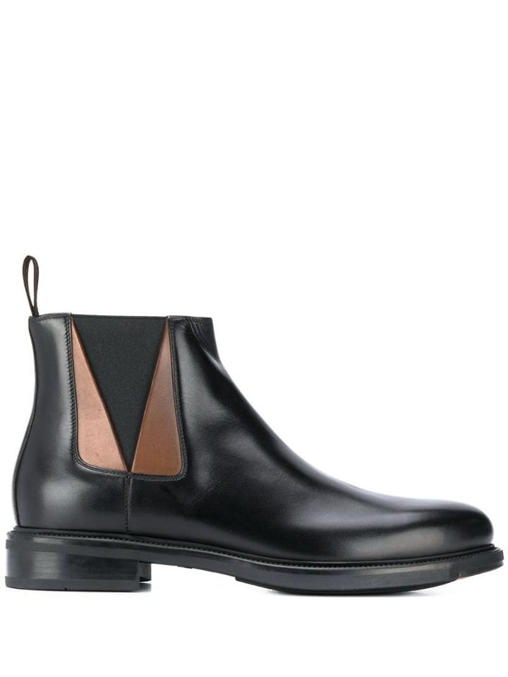 Santoni Panelled Ankle Boots - Black