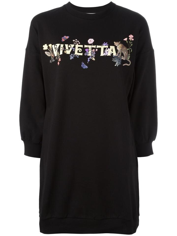 Vivetta Oversized Logo Sweatshirt, Size: 40, Black, Cotton/spandex/elastane