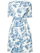 Oscar De La Renta Printed Belted Dress - White