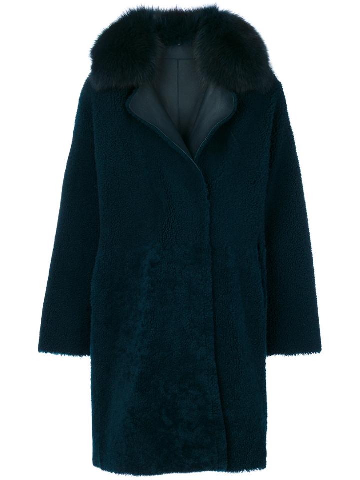 Guy Laroche Collared Coat - Blue